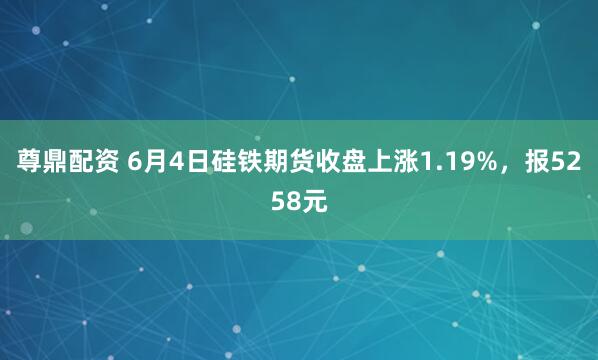 尊鼎配资 6月4日硅铁期货收盘上涨1.19%，报5258元