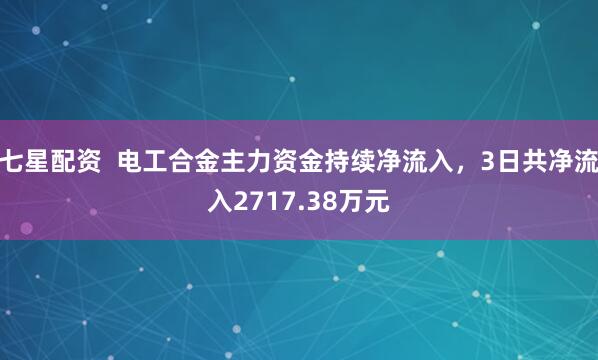 七星配资  电工合金主力资金持续净流入，3日共净流入2717.38万元