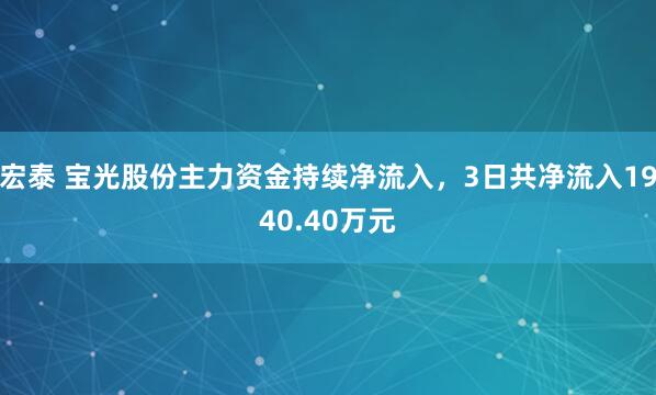 宏泰 宝光股份主力资金持续净流入，3日共净流入1940.40万元