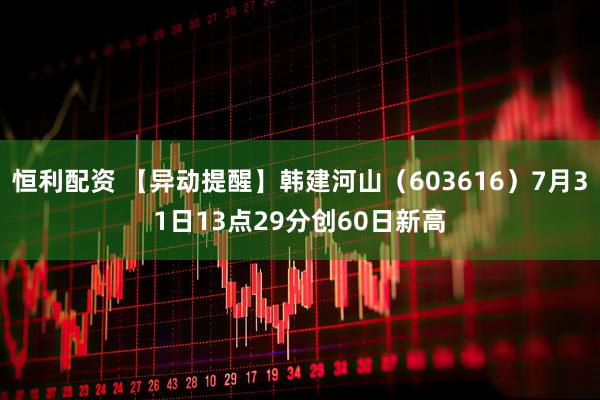 恒利配资 【异动提醒】韩建河山（603616）7月31日13点29分创60日新高
